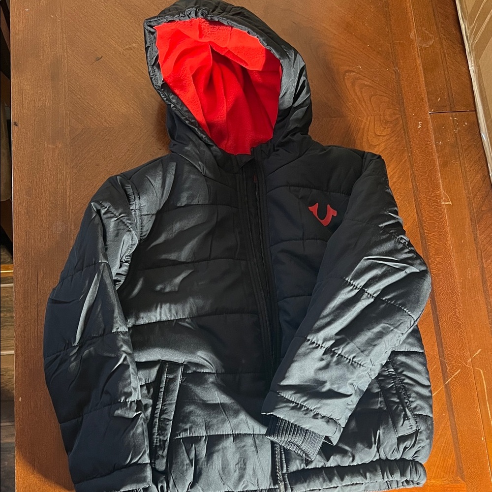 True Religion Kids Puffer Jacket in Black and Red